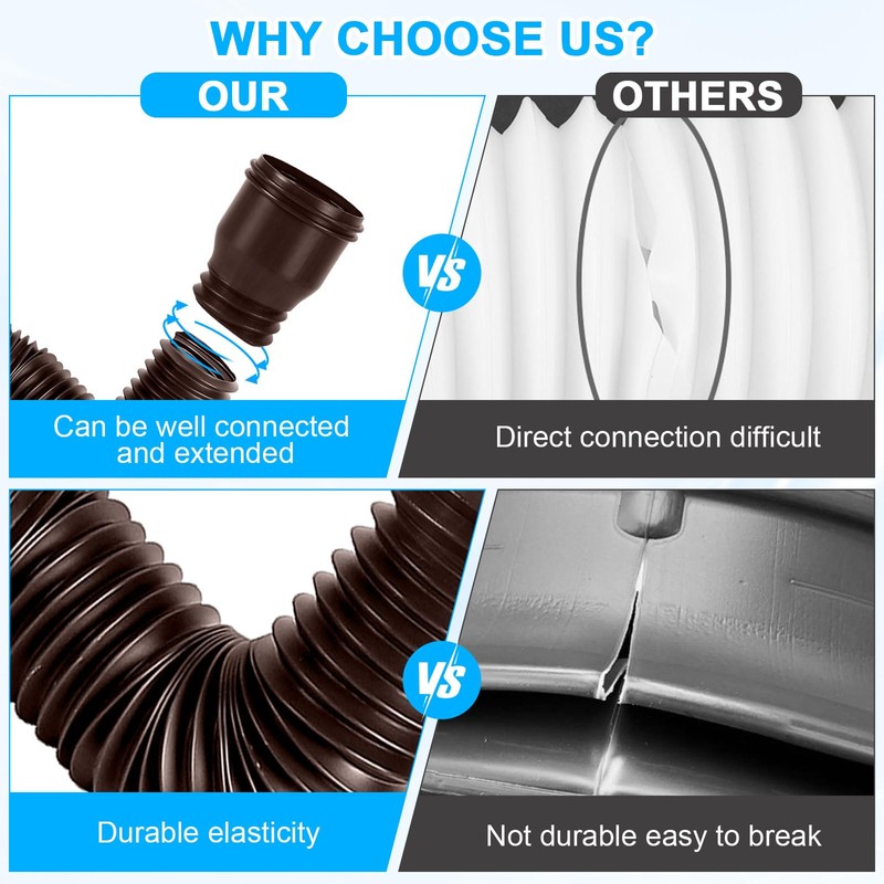 Gutter Flexible Downpipe Extension, Rain Gutter Drain, Round Extension for