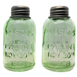 PD Home & Garden Glass Mason Jar Salt and Pepper Shaker Set, 1.5 X 1.5 X 3.5 inches, ip10492rc set