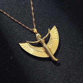LUTAKU Isis Goddess Necklaces Ancient Egyptian Occult Deity Pendant Necklace for Women Men Girls Viking Choker Gold Plated Dainty Jewelry (gold)