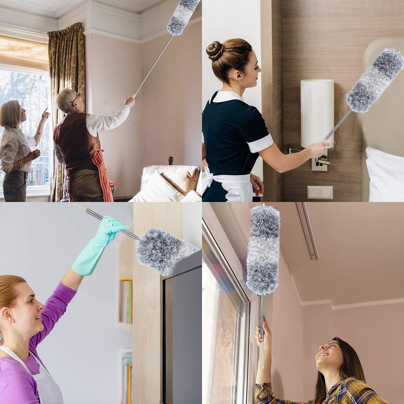 DELUX Microfiber Feather Duster Extendable Duster with 100 inches Extra