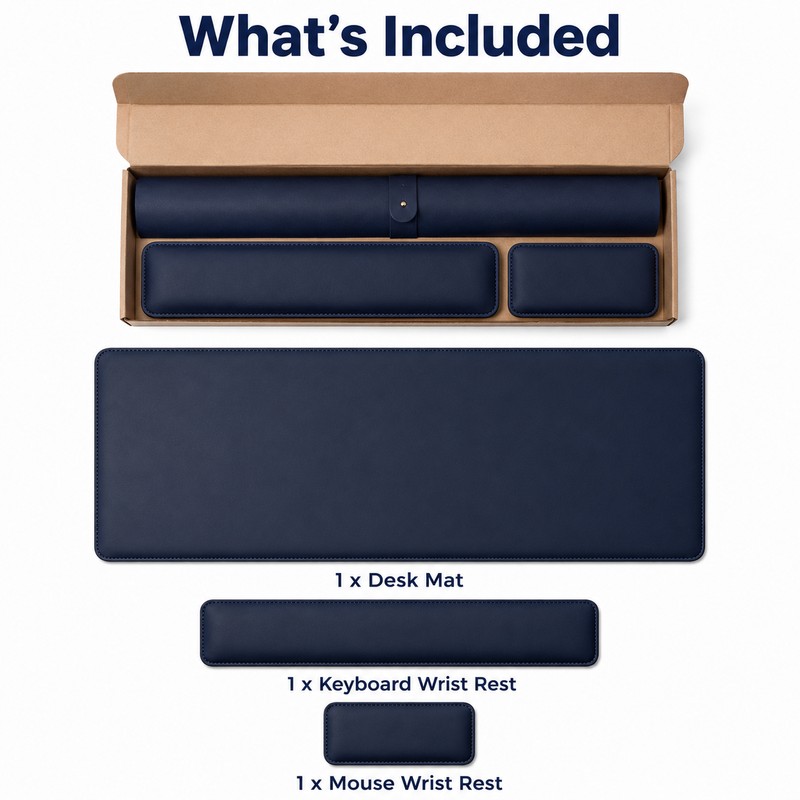 Waterproof PU Leather Desk Mat Set for Office & Gaming
