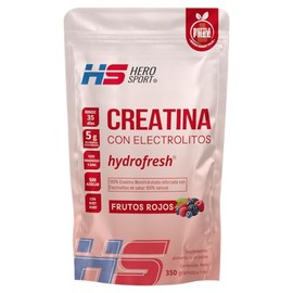 HS Hero Sport Creatina Monohidrata 350g con Electrolitos sabor Frutos Rojos. 35 Porciones, Zinc, Magnesio, Potasio, Calcio, Beet Root y L-Metionina. Sin Azúcar, Bottle Free