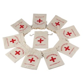 10x Hangover Recovery Kit Muslin Favour Bags Rustic Hens Party Engagement - Cotton Favors Pouches