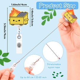 Andi Cppss Dumpster Fire Badge Reels - 8PCS Retractable Colorful Dumpster Fire ID Badge Holder with Alligator Clip 360 Degree Swivel Badge Reel Name Tag for Teacher Student Nurse Doctor Office Worker