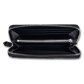 Alice Fan Luxury Genuine Crocodile Leather Skin Men's Wallet Zipper Long Wallet Men Purse Clutch Bag, Crocodile Head Black, Natural crocodile leather wallet