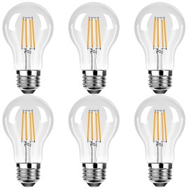 ProCrus A19 E26 Base Vintage LED Edison Light Bulbs,2.5W(25W Equivalent) 250LM Warm White 2700K LED Edison Bulb for Home, Wall Sconce, Chandelier, Non-Dimmable,Clear Glass,6 Packs