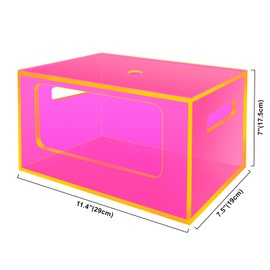 Stackable Trash Bag Holder Dispenser Under Sink Extra Large Acrylic Garbage Bag Storage Organizer with Top and Handles for Kitchen Laundry Room Pantry Cabinet, Neon Pink