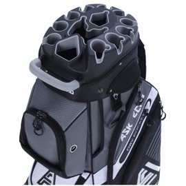 ASK ECHO T-Lock Golf Cart Bag with 14 Way Organizer Divider Top, Premium Cart Bag with Handles and Rain Cover for Men (Grey)