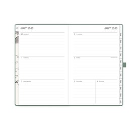 Blue Sky 2025-2026 Weekly and Monthly Academic Year Planner Calendar, July 2025 - June 2026, 5" x 8", Faux Leather Hard Cover, Bookbound, Laminated Tabs, Storage Pocket, Rio Green