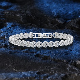 BVBVEOGMRO Tennis Bracelets for Women,7 Inch Rhinestone Bracelet Silver Plate Polished Cubic Zirconia Classic Tennis Bracelet Fashion Wedding Jewelry Gifts,Silver