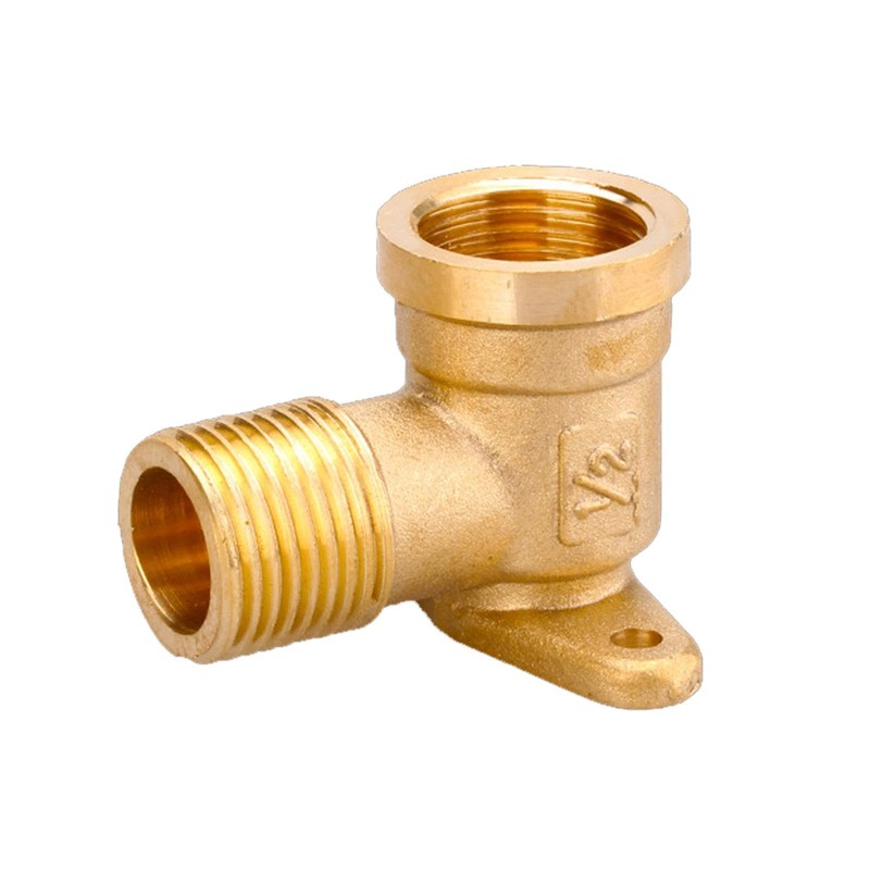 2 Pieces 90 Degree Elbow, 1/2 Inch Brass Wall Plate
