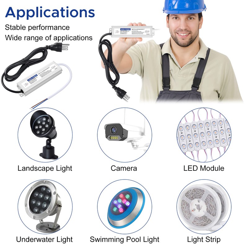 Karyoosi LED Driver 60 Watts Waterproof IP67, 12V DC Power
