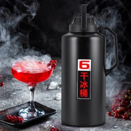 YMJOINMX Dry Ice Bucket 6kg Large Capacity - 304 Stainless Steel Insulation Container for Seafood Preservation, Cocktail Making & Dry Ice Storage