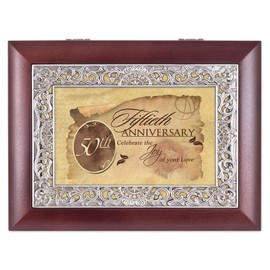 Cottage Garden 50th Anniversary Rosewood Jewelry Music Box Plays Wonderful World