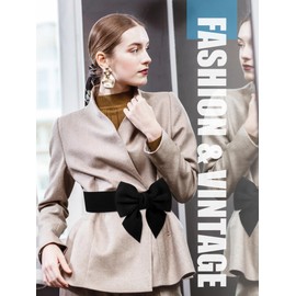 Geyoga Women Bow Belt Elastic Waist Belt Bowknot Stretchy Corset Dress Sash 2.4'' Wide(L,Black)