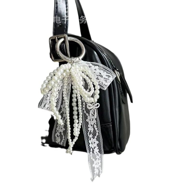 88flix Keychain, Cute, Sukuba, Korean Charm, Y2K Pearl, Ribbon, Women's,