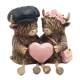Lesser & Pavey Happy Highland, Highland Cows Cheeky Figurines Statues For Home Decor | Ideal Ornaments Friendship Gifts For Women & Men | Lovely Table Centerpiece & Living Room Accessories