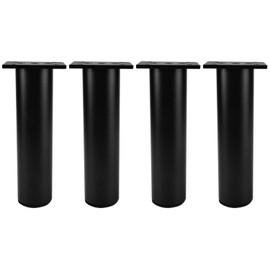 TCHOSUZ 6 Inch / 15cm Metal Furniture Legs,Set of 4 Aluminium Alloy Round Table Sofa Legs Couch Feet with Screws, Modern Furniture Replacements Feet for DIY Cabinet TV Bench Stand Black
