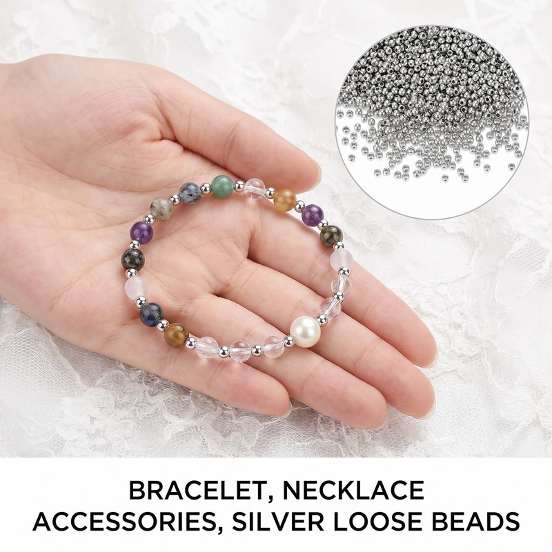 SULIKJHUI 3000 Pcs 3mm Beads, Spacer Beads for Jewelry Making