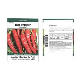 Hot Cayenne Pepper Seeds for Planting - Long Slim - 300 mg 35+ Seeds - Non-GMO, Heirloom Hot Cayenne Pepper Seeds - Hot Pepper Seeds - Sealed in a Beautiful Mylar Package for Extended Shelf Life