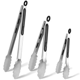 Kitchen Tongs for Cooking Locking Tongs,Buffet Tongs,Stainless Steel Serving Tongs,3 Pcs 7,9 and 12 In Heavy Duty Metal Locking Tongs - Perfect for Food,Salad and BBQ,Heat Resistant,Dishwasher