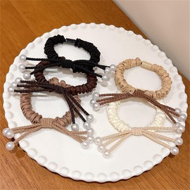 Dulraxin Stylish Pearl Scrunchie, Set of 5, Women's, Hair Accessories, Adults, Commuting to Work or School, Everyday, High Elasticity, Hair Clip, Ponytail Hairband, Simple, Trend, Accessory, Simple,