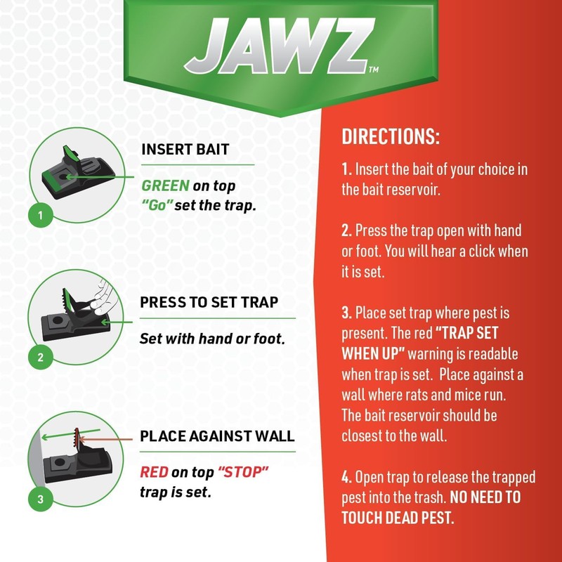 JT Eaton 409 Jawz Indoor Plastic Mouse Trap for Solid