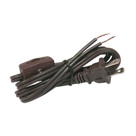 National Artcraft Lamp and Lighting Cord Set With Rotary Style Switch And Tinned Ends, 4ft. Brown