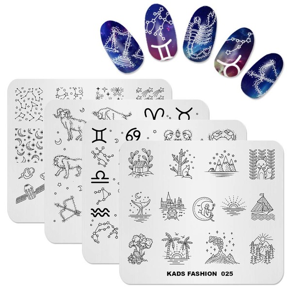 KADS Nail Stamping Stencils Nail Stamp Plates Night Sky Series