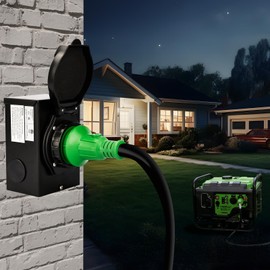 RVGUARD Emergency Power Combo Kit, 15 Foot 30 Amp Generator Cord and Power Inlet Box, NEMA L14-30P to L14-30R Generator Cord with NEMA L14-30P Pre-Drilled Generator Inlet Box, ETL Listed