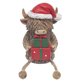 The Leonardo Collection Highland Cow With Gift Box Figurines & Ornaments For Home & Office | Decorative Home Accessories Statues For Indoor & Outdoor | Lovely Gifts for Women & Men