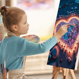 UNIVERTEN Paint by Numbers Adults Children Beginners DIY Hand Painted Oil Painting on Canvas Kit for Home Decoration or Birthday Christmas Gift with Paint and Brush, Heart-Shaped 40 x 50 cm