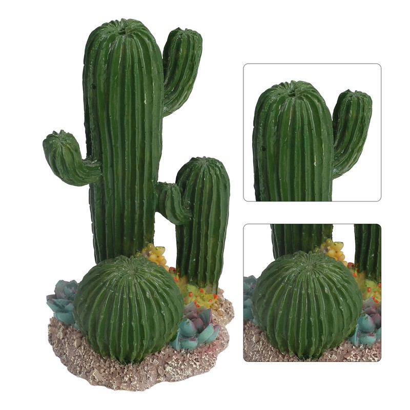 Simulation Resin Cactus Ornament Stable Aquarium Cactus Decoration with Succulents