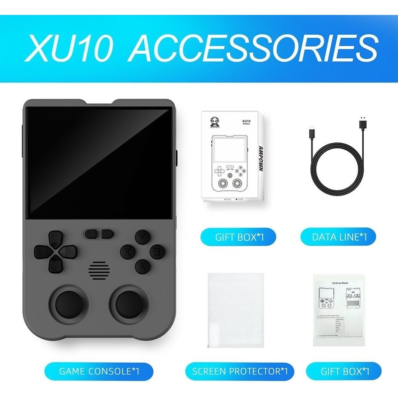 XU10 Handheld Game Console with Built-in 10,000 Games, 3.5-inch IPS