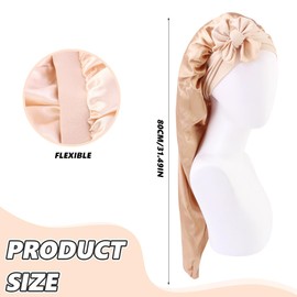 Long Satin Adjustable Sleep Cap, Long Satin Silk Hood for Sleeping, Long Satin Hair Cap, Girls Silky Hat Women