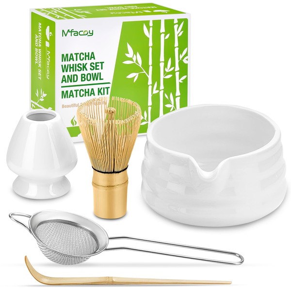 Matcha Whisk Set, Japanese Tea Set (5pcs) includes Matcha Bowl