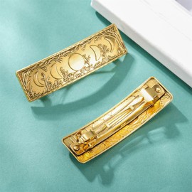 Golden Apple 2Pcs Vintage Hair Clip Crafted Metal Barrette Forest Moon Retro French Hairpin for Women (SUNMOON1)