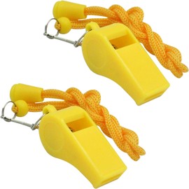 WONAPAD Whistle，2 Packs Plastic Sports Whistles with Lanyard, Loud Crisp Sound Whistle Great for Coaches, Referees,Teachers,Officials and Polices (2PCS)