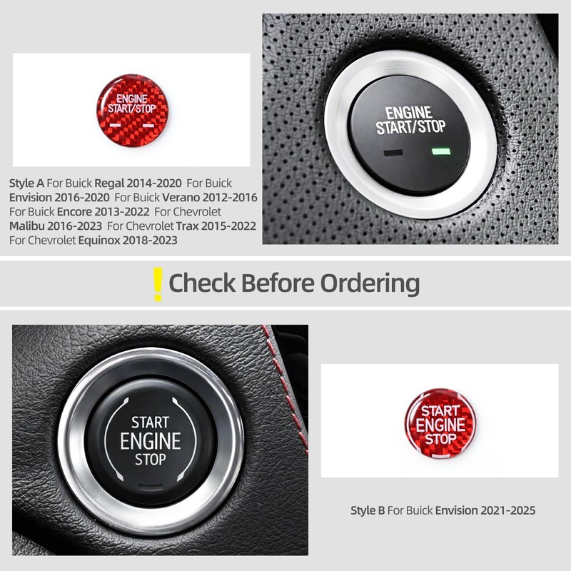 Carbon Fiber Car Engine Start Button Trim