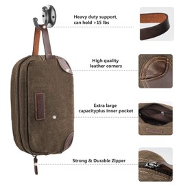 emissary Men's Toiletry Bag, Leather and Canvas Travel Toiletry Bag, Dopp Kit for Men, Travel Bathroom Bag Men's Shaving Kit, Travel Kit Small Bags for Men, Shaving Bag for Travel Accessories (Coffee)