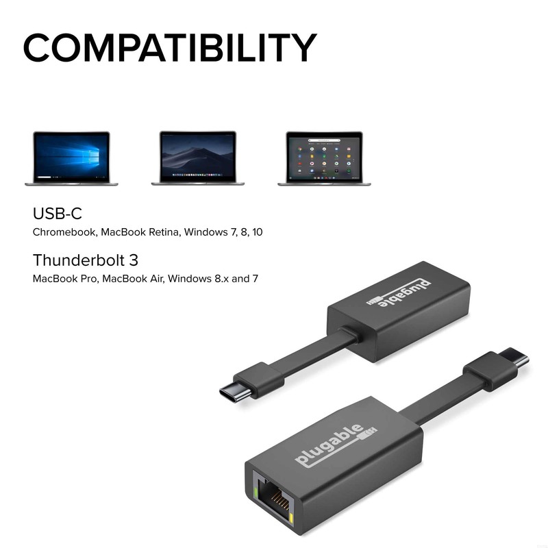 Plugable Adaptador USB C a Ethernet, Velocidad Gigabit rápida y