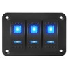 DaierTek Marine Switch Panel Waterproof 12V 3 Gang Rocker Switch