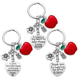 iWenSheng Teacher Gifts - 3PCS Teacher Keychain Appreciation Gifts for Women Christmas Valentines Day Gifts for Teacher