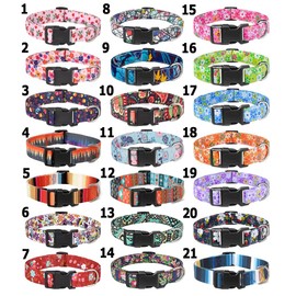 Moonpet Dog Collars for Puppy X-Small Small Medium Large Dogs - Unisex Cute Design Boys Girls Dog Pet Collar Soft Adjustable Bohemia Fancy Floral Dog Collars-Green Kaleidoscope-M
