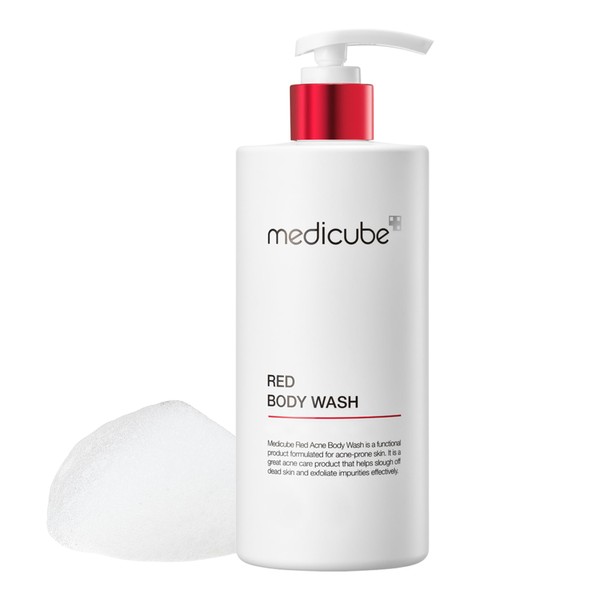 Medicube Red Body Wash for Acne Prone, Oily, and Combination Skin, Gentle and Hydrating Cleanser with Salicylic Acid, Lactic Acid, Niacinamide and Hyaluronic Acid | Korean Skin Care