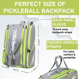 TILDOSAC Pickleball Bag - Backpack & Duffle Bag For Paddles & Pickleball Accessories - Large Paddle Bag Fits 4 Pickleball Paddles & Gear - Fence Hook, Extra Pockets,Shoe Compartment (Grey)
