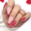 Medium Almond Press on Nails Valentine's Day Fake Nails Heart