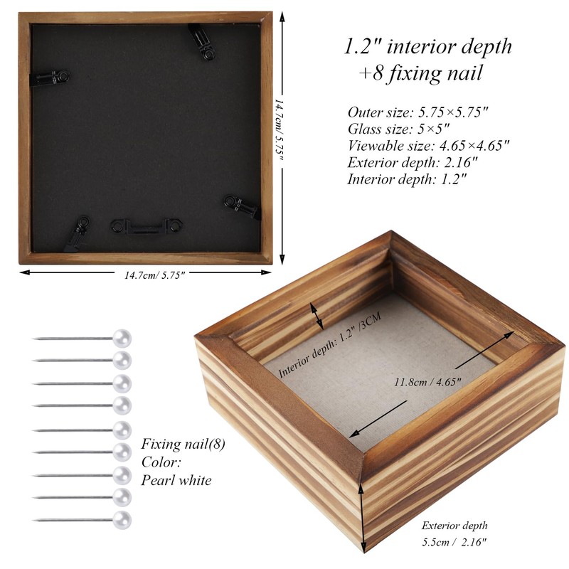 1DOT2 5x5 Small Shadow Box Frame Display Case, Grade A