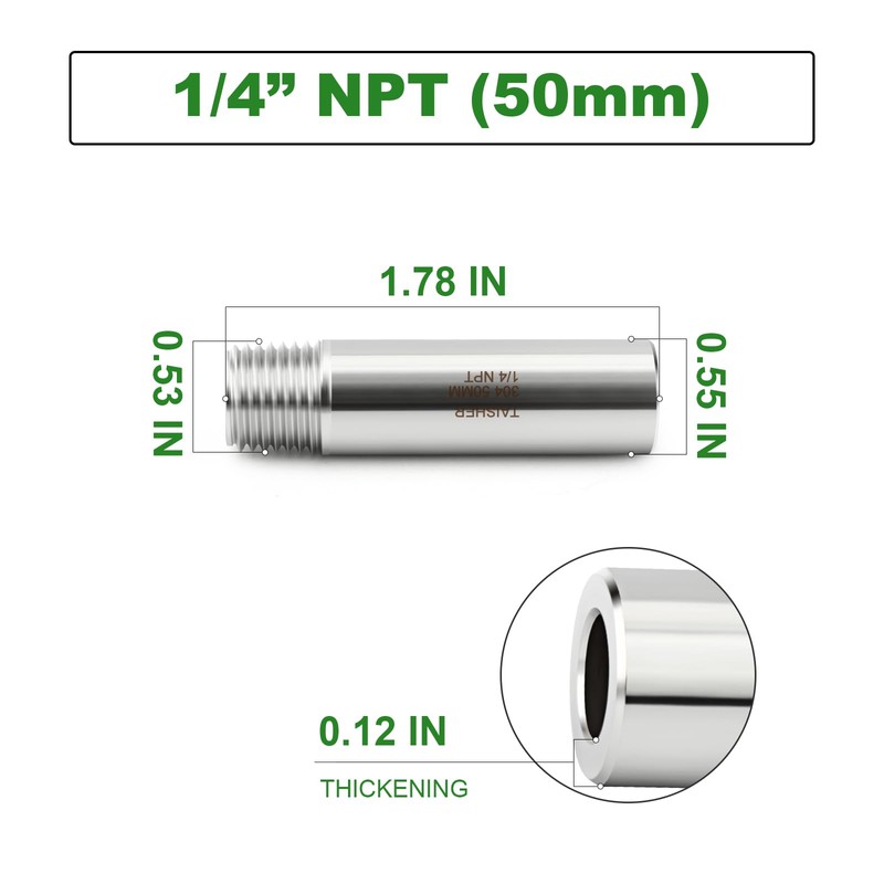 TAISHER 2PCS 304 Stainless Steel Pipe Fittings, 1/4" NPT Male