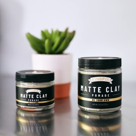 Matte Clay by KINGPIN. Hydrating clay pomade with medium hold and matte finish. 2.5 oz.